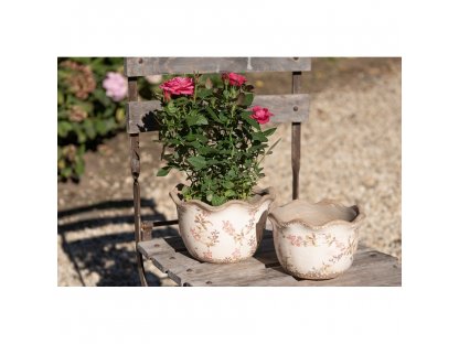Ceramic pot with delicate flowers - Ø 20*15 cm 2