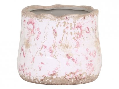 Ceramic pot cover with pink flowers Floral Cannes - Ø11*10cm