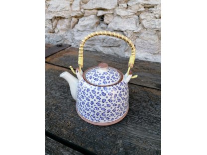 Blue daisy teapot with sieve - 18*14*12 cm / 0,7L