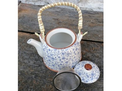 Teapot with strainer blue flowers - Ø 14*14 cm / 0,7L