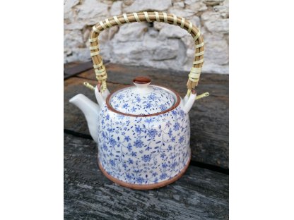 Teapot with strainer blue flowers - Ø 14*14 cm / 0,7L