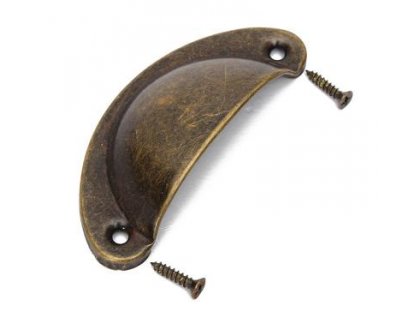 Metal handle for furniture - shell larger - round