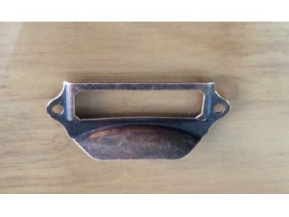 Metal handle for furniture with label