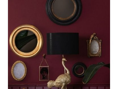 Round mirror in black frame with golden line - Ø 16 2