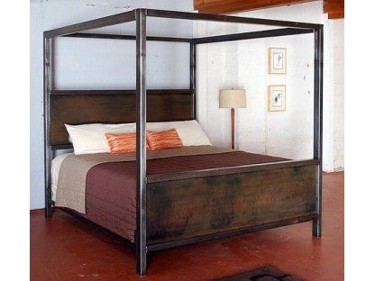 Massive industrial bed - with canopy 2
