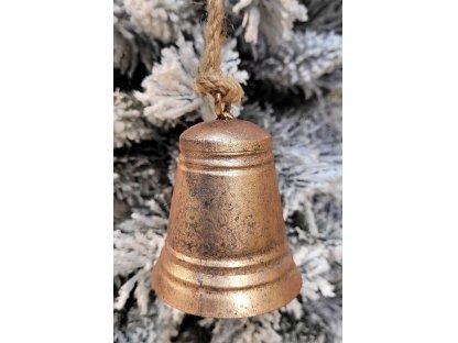 Měděný antik plechový zvoneček s patinou - Ø 7*8cm 2