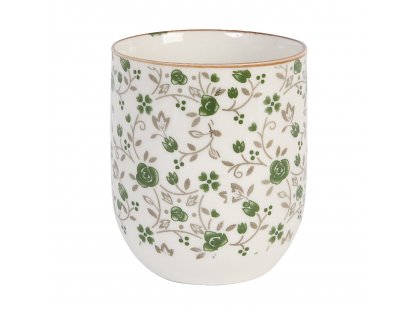 porcelain cup for tea or espresso - green flowers - Ø 6*8 cm / 0,1L