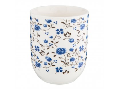 porcelánový kalíšek na čaj nebpo espresso - modrý dekor kytička - Ø 6*8 cm / 0,1L