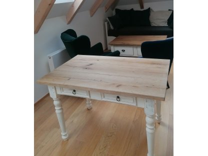Pracovní / psací stůl s dubovou deskou, se 2 šuplíky