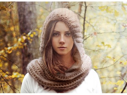 Vivian hooded scarf - alpaca/silk - beige