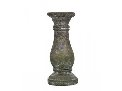 Grey cement candlestick with green patina - Ø 8*18cm