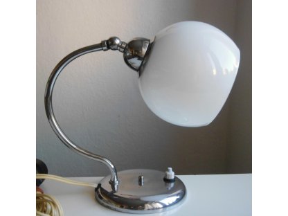OLD CHROME LAMP with white glass ball