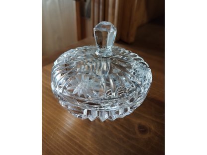 old glass jar - crystal cut glass - height 9,5 cm
