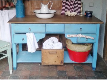 Table under the sink - storage table with drawers - Blue Eyes