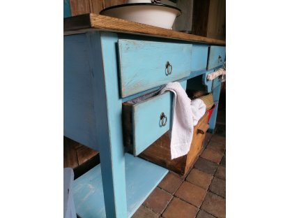 Table under the sink - storage table with drawers - Blue Eyes