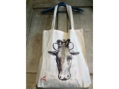 Bag - canvas bag with a cow