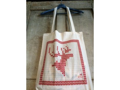 Bag - canvas bag with knitted deer