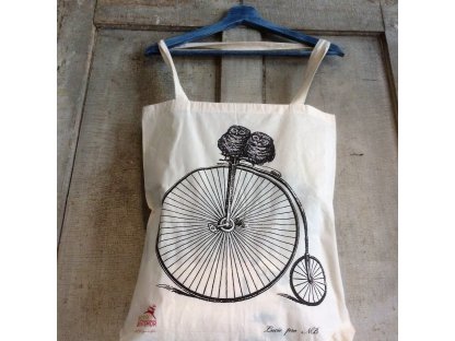 Bag - canvas owls on a bike
