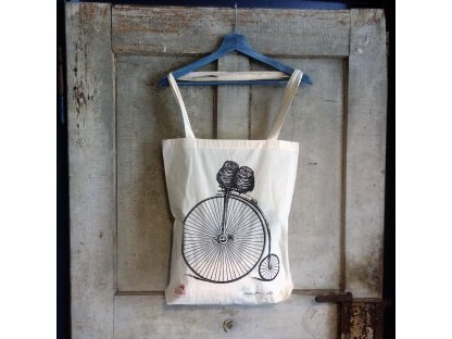 Bag - canvas owls on a bike