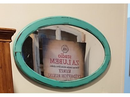 TONIČKA-  starý oválný rám se zrcadlem