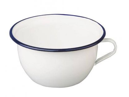VENKOV - white enamel bowl with handle / potty 2,7l