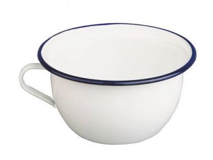 VENKOV - white enamel bowl with handle / potty 3,5 l