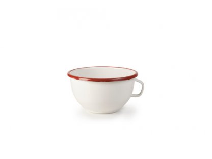 VENKOV - bílá smaltovaná miska, s červeným lemem - 14 cm