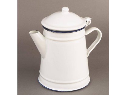 VENKOV - enamel teapot white/blue, 1 l