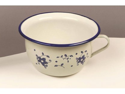 VENKOV - enamel bowl with handle / potty - flowers 2,7 l