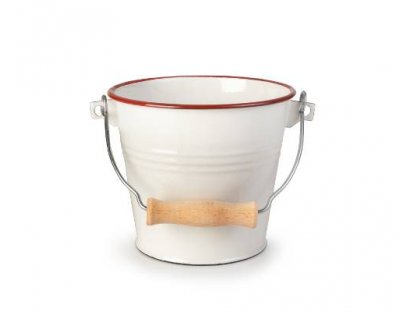 VENKOV - enamel bucket, 1,5 l with red rim