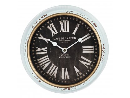 Vintage nástěnné hodiny s patinou Cafe De La Tour – Ø 24 *3 cm